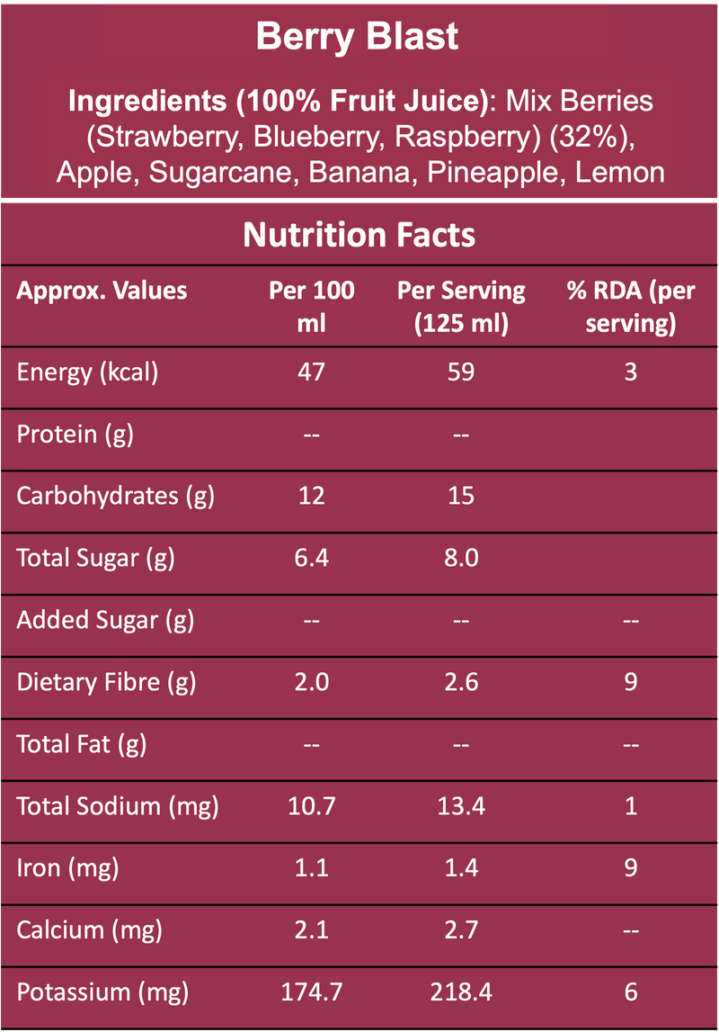 Berry Blast - 100% Fruit Juice - Pack of 3