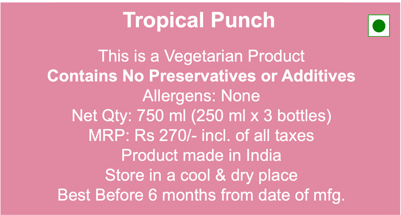 Tropical Punch 100% Fruit Juice - Pack of 3