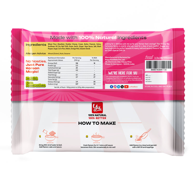 Cheesy Veg Carbonara Korean Ramen - Pack of 4