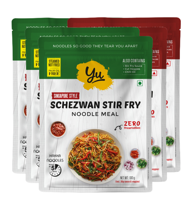 Instant Noodles Combo Pack - 3 Kung Pao Chicken, 3 Schezwan Stir Fry - Pack of 6