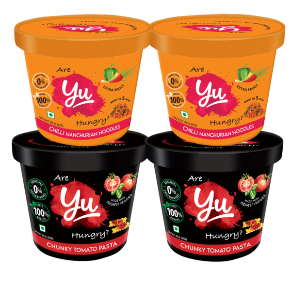 Noodles & Pasta Combo Pack of 4 - 2 Chilli Manchurian Noodles, 2 Creamy Tomato Pasta