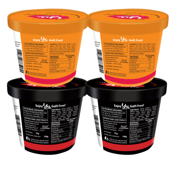 Noodles & Pasta Combo Pack of 4 - 2 Chilli Manchurian Noodles, 2 Creamy Tomato Pasta