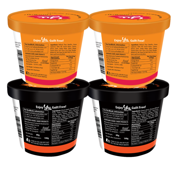 Noodles & Pasta Combo Pack of 4 - 2 Chilli Manchurian Noodles, 2 Peri Peri Pasta