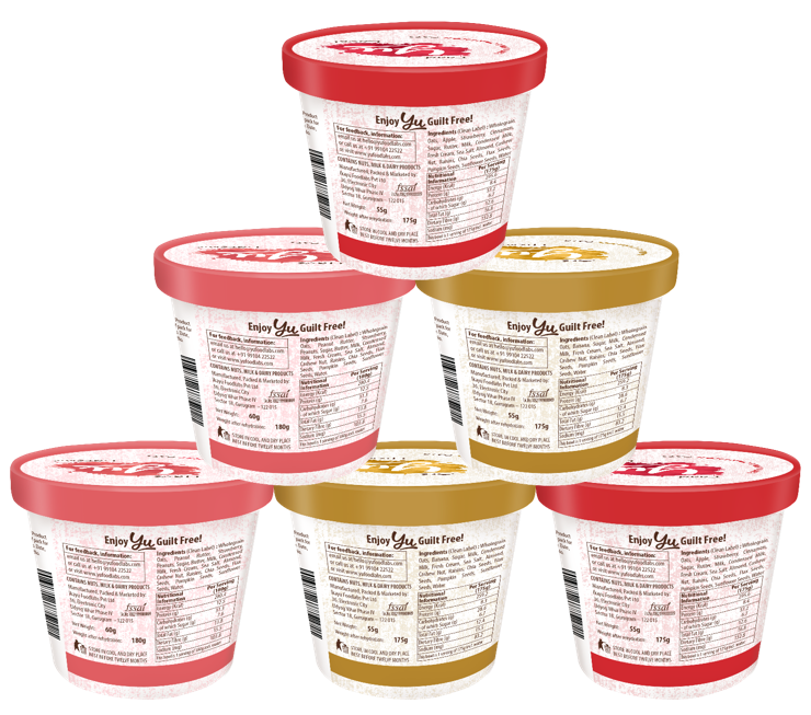 Assorted Oats Pack of 6 - 2 Berry Apple Cinnamon, 2 Banana Caramel, 2 Peanut Butter Berry Oats