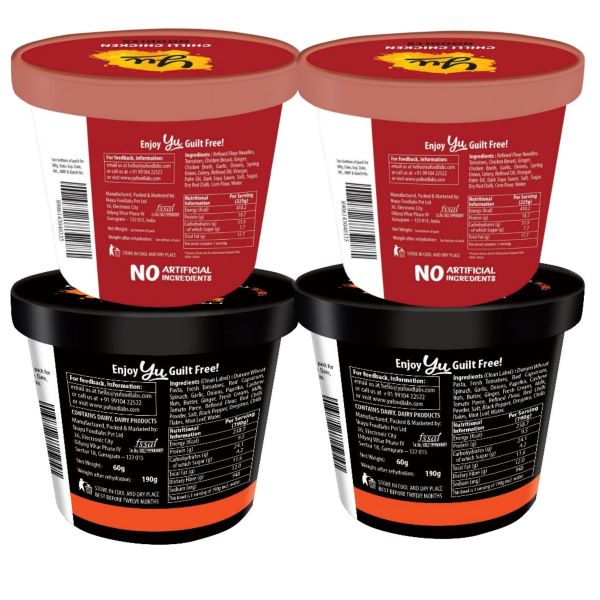 Noodles & Pasta Combo Pack of 4 - 2 Chilli Chicken Noodles, 2 Peri Peri Pasta