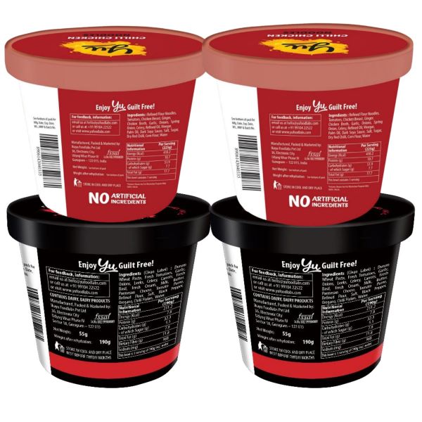 Noodles & Pasta Combo Pack of 4 - 2 Chilli Chicken Noodles, 2 Creamy Tomato Pasta