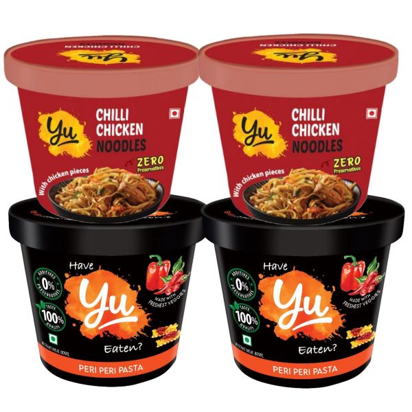 Noodles & Pasta Combo Pack of 4 - 2 Chilli Chicken Noodles, 2 Peri Peri Pasta